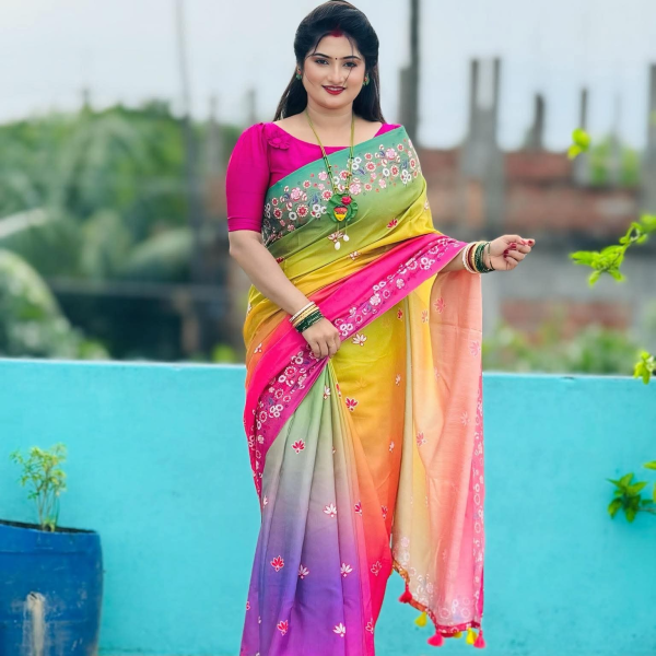 Japani silk saree with blause pcs