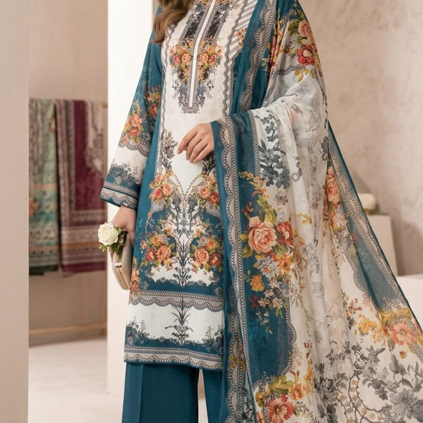 Unstitch Printed Three Piece