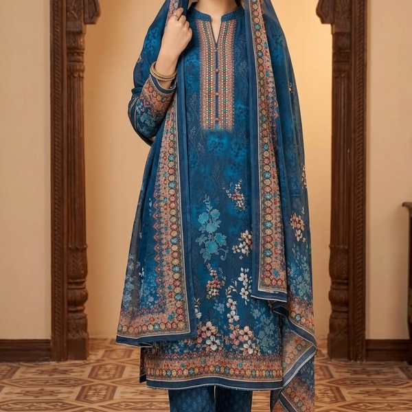 Unstitch Printed Three Piece