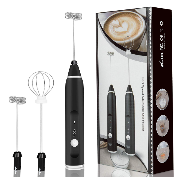 Premium USB Rechargeable Milk Frother & Egg Beater - 3 Speed Adjustable