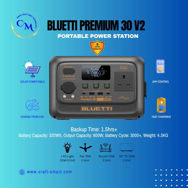 BLUETTI Premium 30 V2-600W Portable Power Station