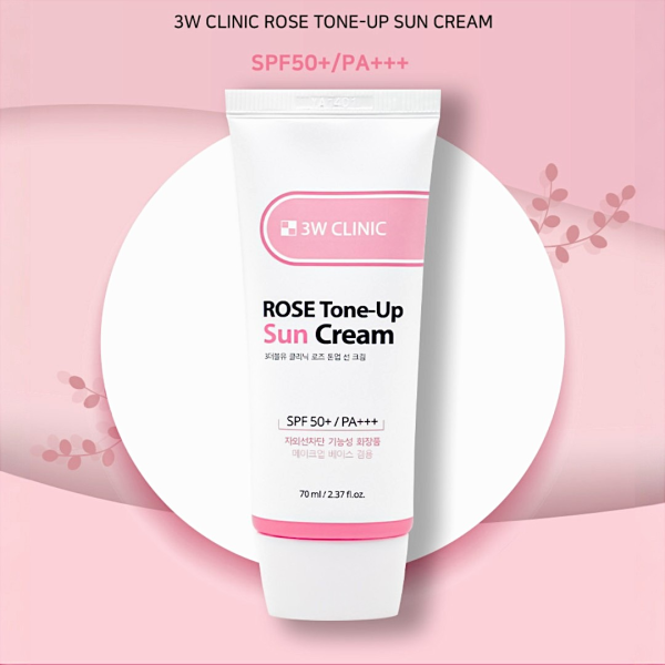 SUNSCREEN 3W CLINIC ROSE TONE-UP SUN CREAM SPF50+/PA+++ 70ML 2.37 FLOZ