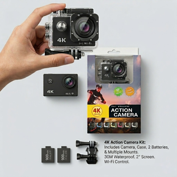 Dual Battery 4K Sports Action ULTRA HD Camera