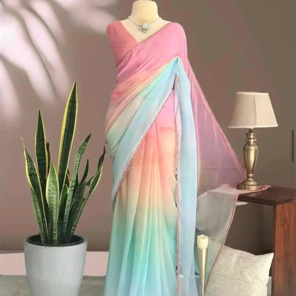 Elegant Lace Work Georgette Saree