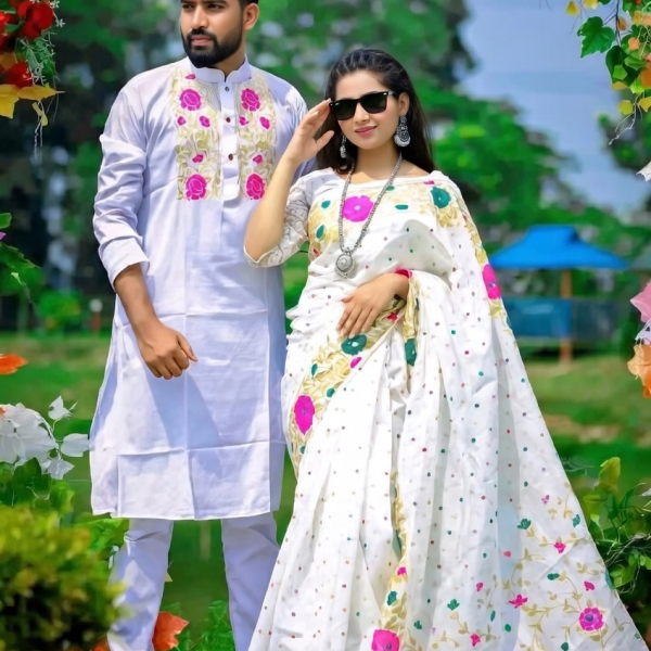 ধুপিয়ান সিল্কের শাড়ি পাঞ্জাবি কাঁপল