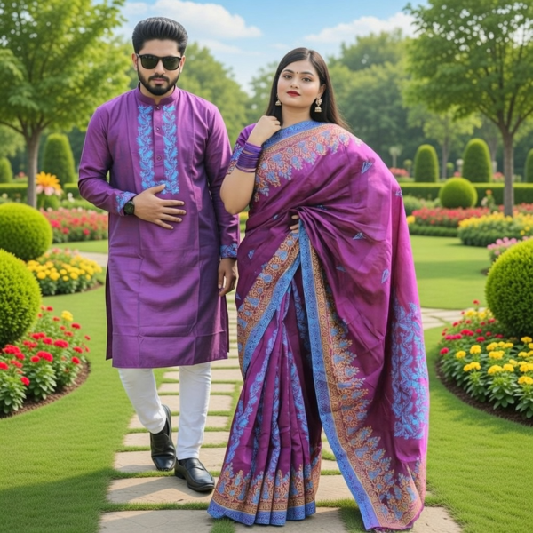 ধুপিয়ান সিল্কের শাড়ি পাঞ্জাবি কাঁপল