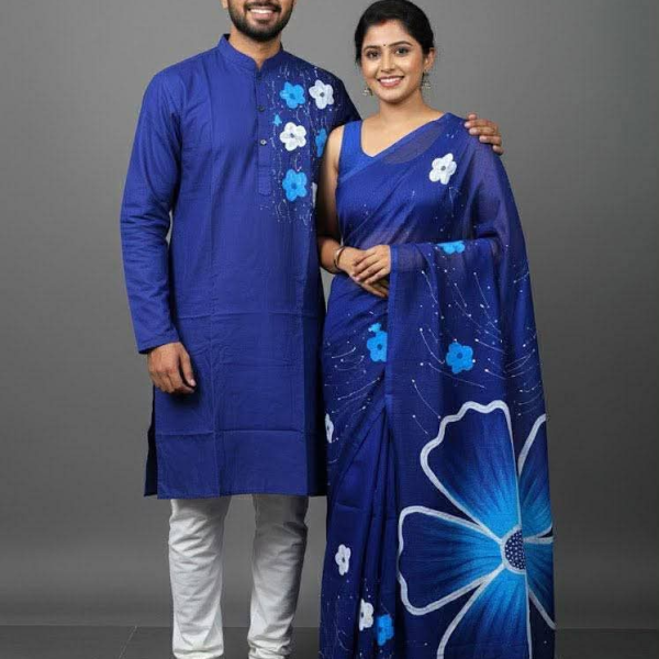 Hand print saree and Panjabi