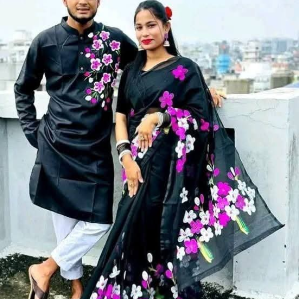 Hand print saree and Panjabi