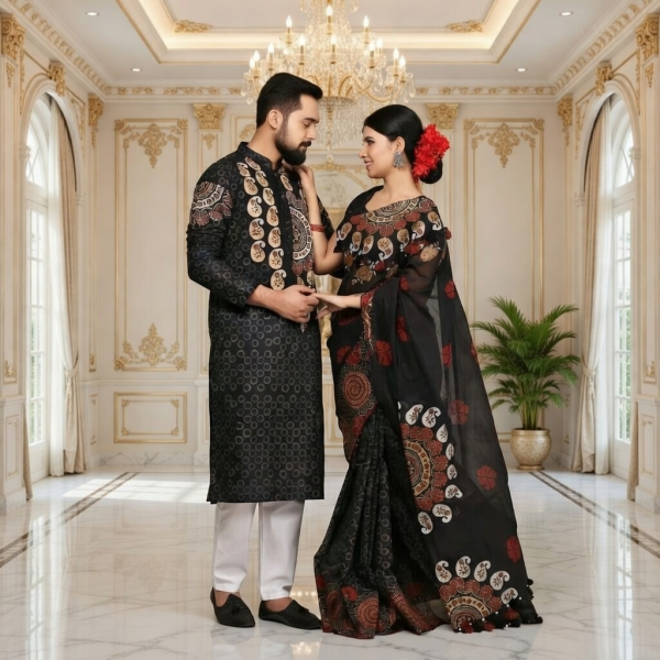 ধুপিয়ান সিল্কের শাড়ি পাঞ্জাবি কাঁপল