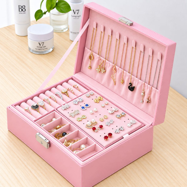 Double Layer Jewellery Box (Pink)