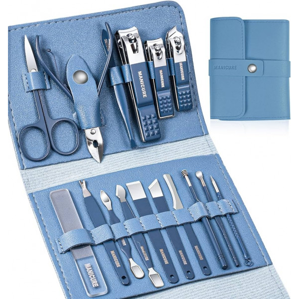 16Pcs Manicure Set Stainless Steel Nail Clippers Kit And Pedicure