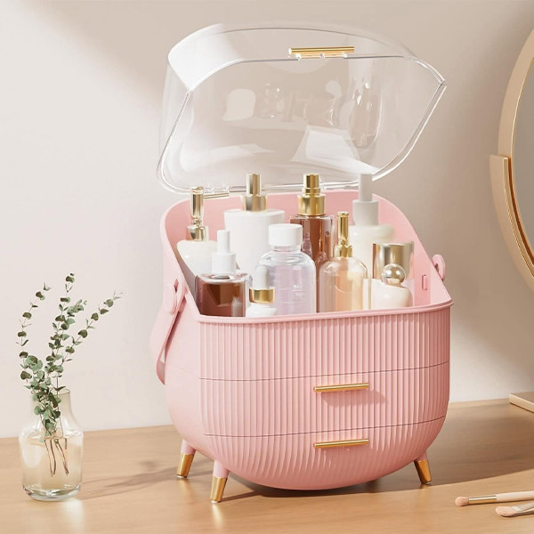 Large Capacity Makeup Storage Box (Pink)