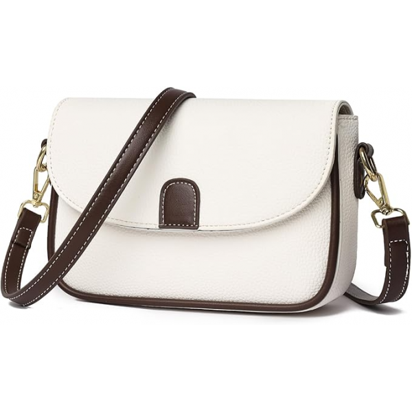 PU Leather Handbags Women Fashion Crossbody Bags(White)