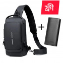USB charging shoulder bag (black shape +Wallet)