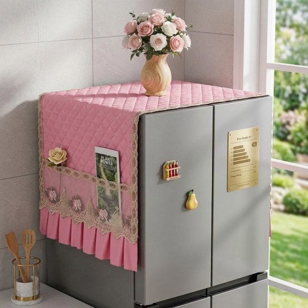 Refrigerator Waterproof and Dustproof Fabric Cover (Pink)
