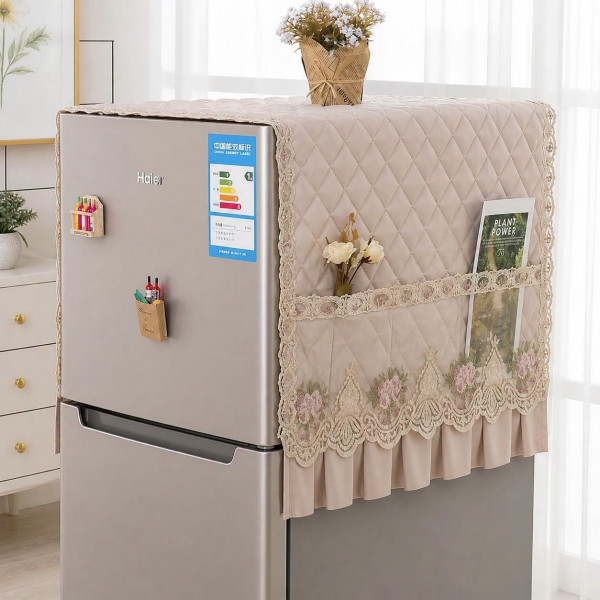 Refrigerator Waterproof and Dustproof Fabric Cover (Cream)