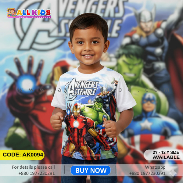 Avengers white t-shirt half sleeve-AKHRC3.4
