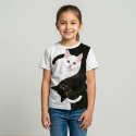 Cat white t-shirt half sleeve-AKHRC5.2