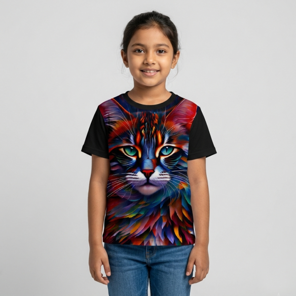 Cat colorful t-shirt half sleeve-AKHRC5.4