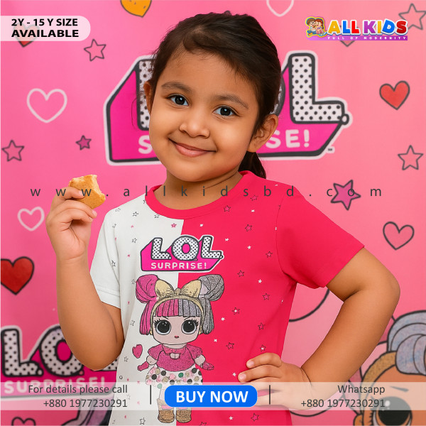 Lol girl white-pink t-shirt half sleeve-AKHRC5.1