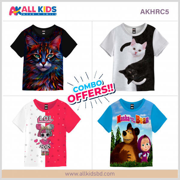 4pcs Half sleeve girls t-shirt combo-AKHRC5