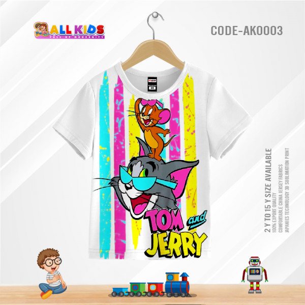 Tom & Jerry white t-shirt half sleeve-AKHRC6.1