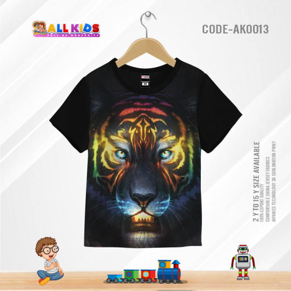 TIGER ARTISTIC KIDS 3D T-SHIRT HALF SLEEVE (SUBLIMATION PRINT)-AK0013