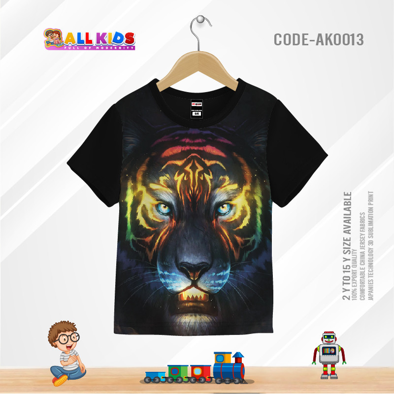 TIGER ARTISTIC KIDS 3D T-SHIRT HALF SLEEVE (SUBLIMATION PRINT)-AK0013