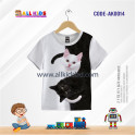 Cat white t-shirt half sleeve-AKHRC5.2