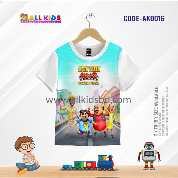Motu patlu white t-shirt half sleeve-AKHRC1.2
