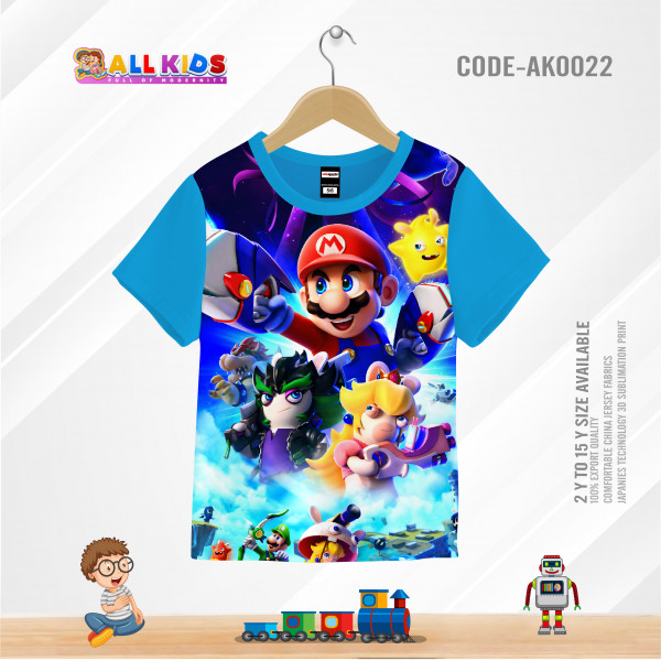 SUPER MARIO KIDS 3D T-SHIRT HALF SLEEVE (SUBLIMATION PRINT)-AK0022