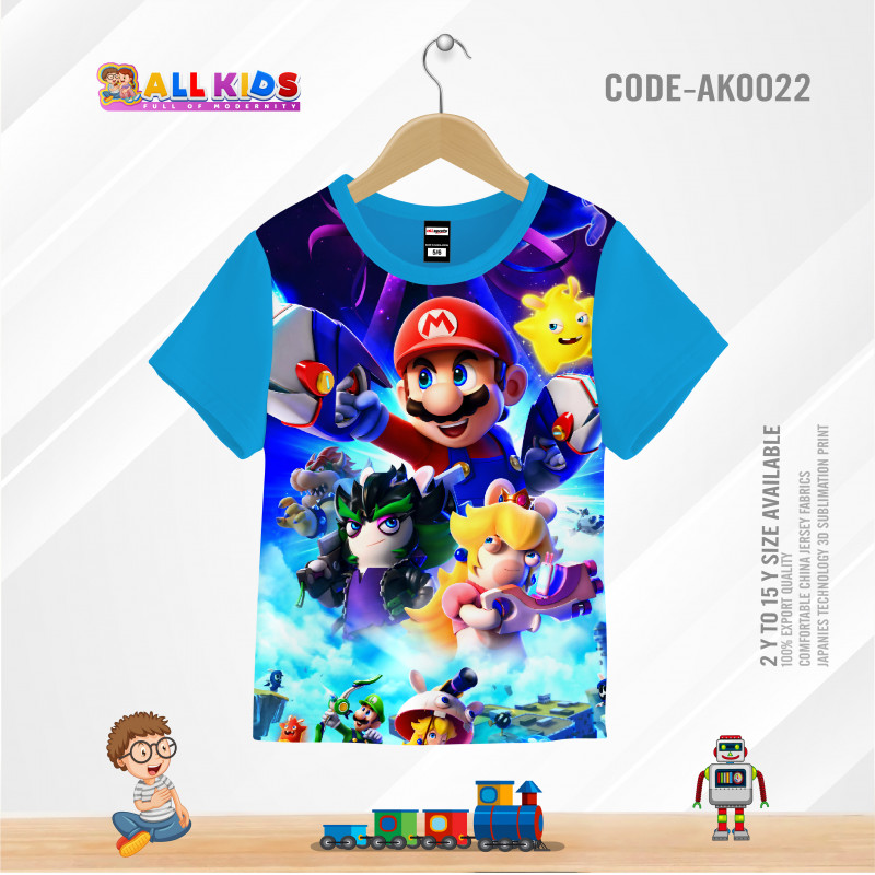 SUPER MARIO KIDS 3D T-SHIRT HALF SLEEVE (SUBLIMATION PRINT)-AK0022