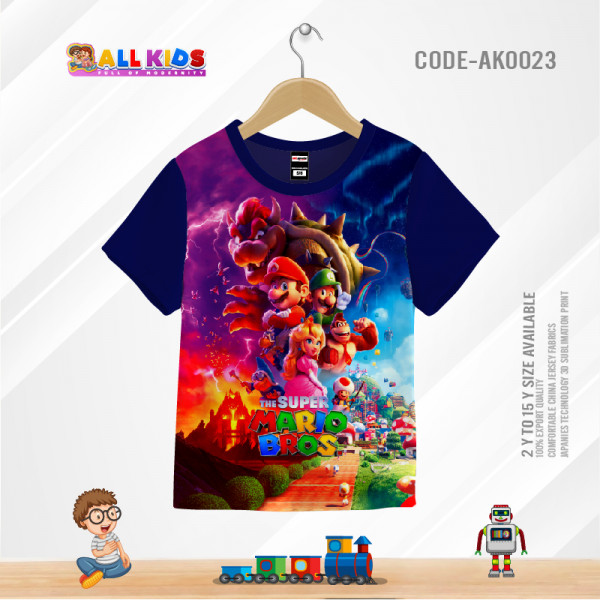 SUPER MARIO KIDS 3D T-SHIRT HALF SLEEVE (SUBLIMATION PRINT)-AK0023