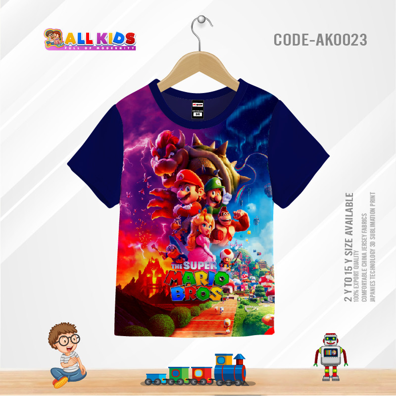 SUPER MARIO KIDS 3D T-SHIRT HALF SLEEVE (SUBLIMATION PRINT)-AK0023
