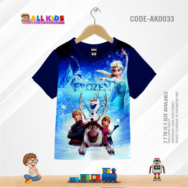 FROZEN 2 WITH GOAT KIDS 3D T-SHIRT HALF SLEEVE-AK0033