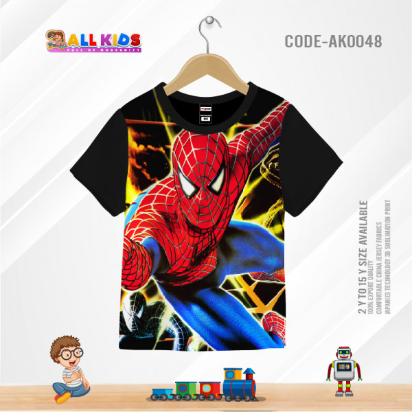 SPIDERMAN RED-YELLOW KIDS 3D T-SHIRT HALF SLEEVE-AK0048