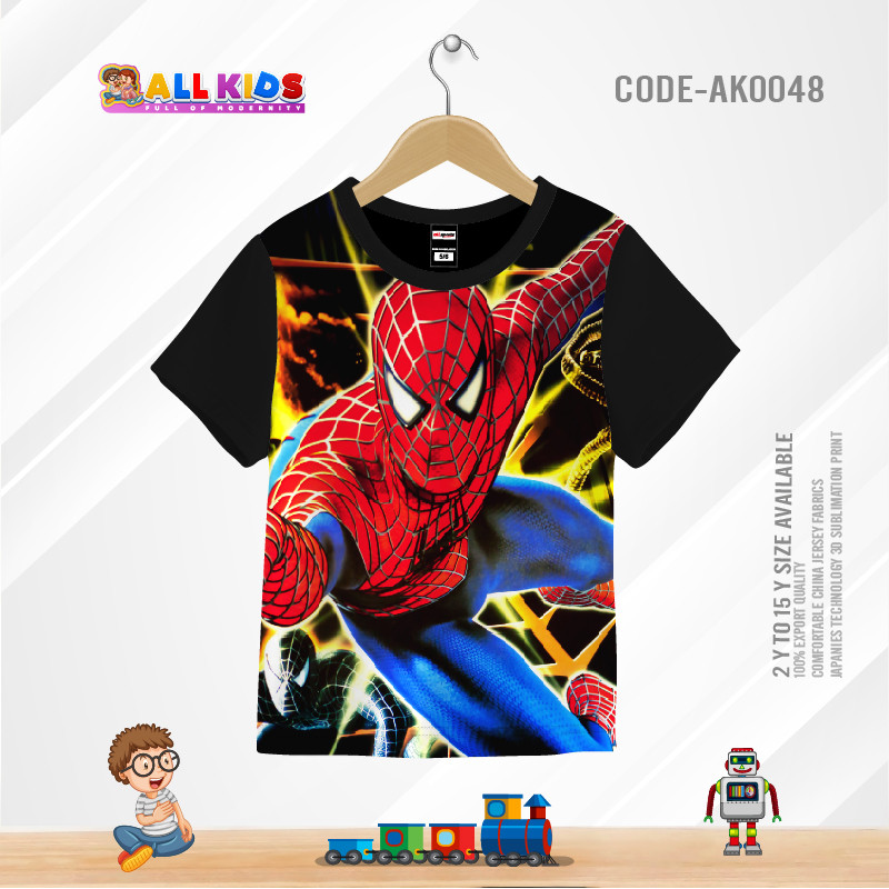 SPIDERMAN RED-YELLOW KIDS 3D T-SHIRT HALF SLEEVE-AK0048