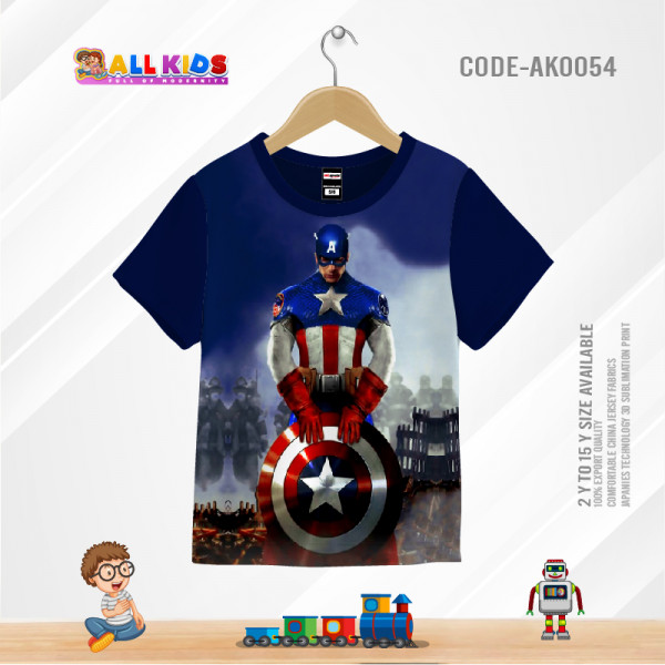 CAPTAIN AMERICA KIDS 3D T-SHIRT HALF SLEEVE-AK0054