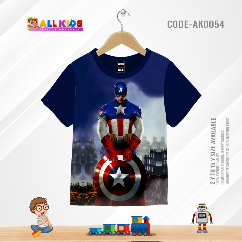 CAPTAIN AMERICA KIDS 3D T-SHIRT HALF SLEEVE-AK0054