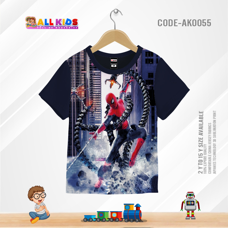 SPIDERMAN KIDS 3D T-SHIRT HALF SLEEVE (SUBLIMATION PRINT)-AK0055