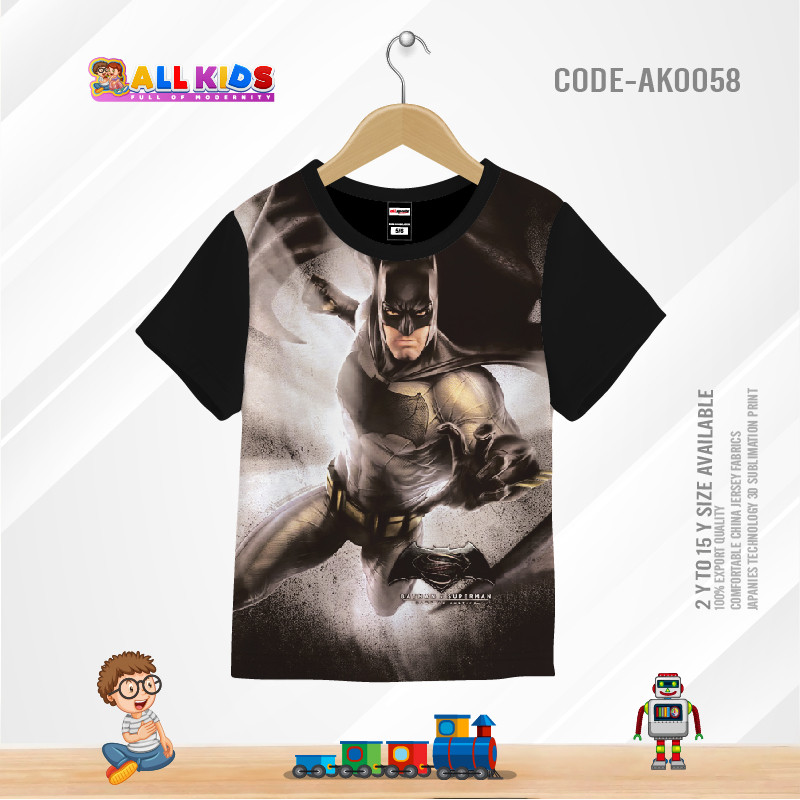 BATMAN BLACK KIDS 3D T-SHIRT HALF SLEEVE (SUBLIMATION PRINT)-AK0058