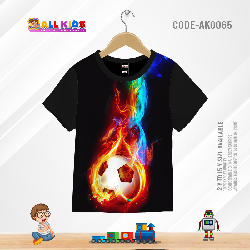 FOOTBALL FIRE KIDS 3D T-SHIRT HALF SLEEVE-AK0065