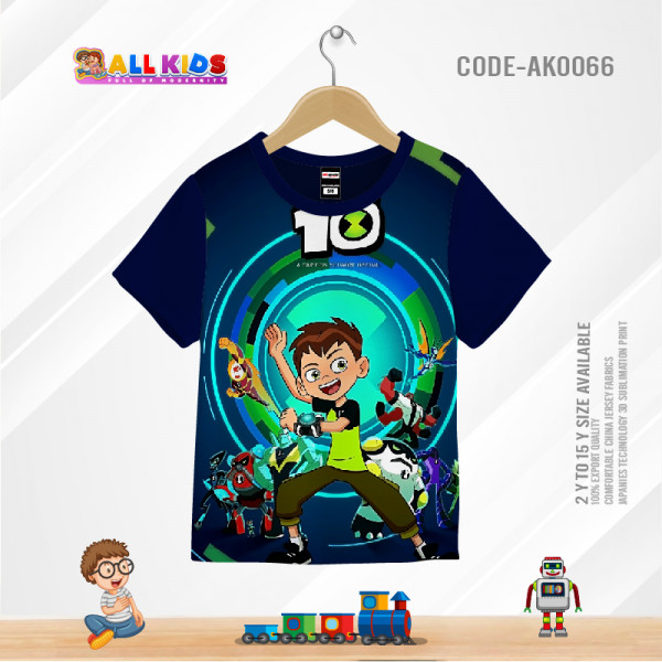 BEN 10 KIDS 3D T-SHIRT HALF SLEEVE (SUBLIMATION PRINT)-AK0066