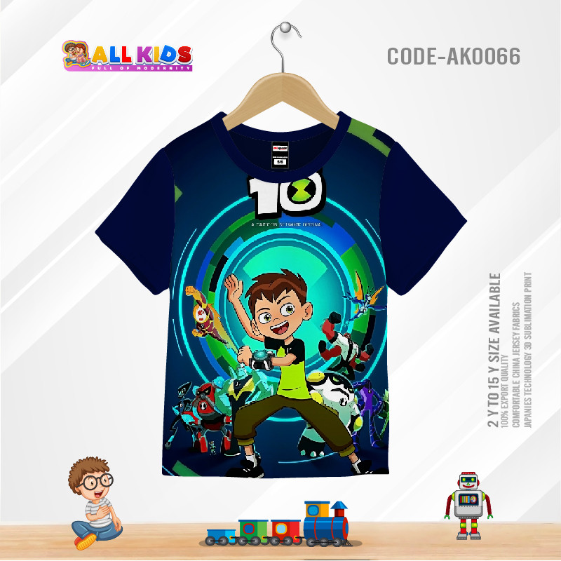 BEN 10 KIDS 3D T-SHIRT HALF SLEEVE (SUBLIMATION PRINT)-AK0066