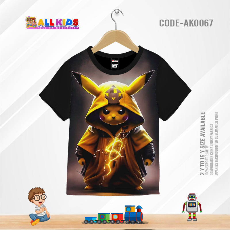 POKEMON BLACK KIDS 3D T-SHIRT HALF SLEEVE-AK0067