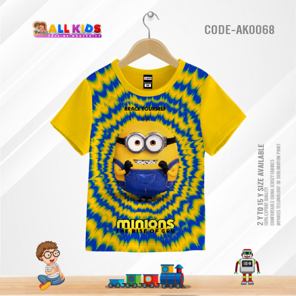 MINION KIDS 3D T-SHIRT HALF SLEEVE (SUBLIMATION PRINT)-AK0068