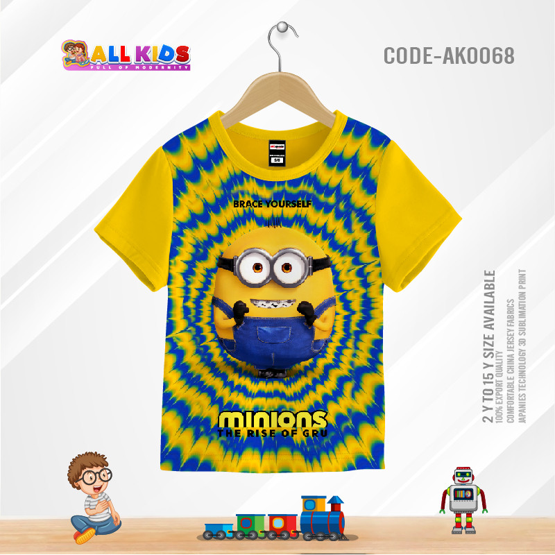 MINION KIDS 3D T-SHIRT HALF SLEEVE (SUBLIMATION PRINT)-AK0068