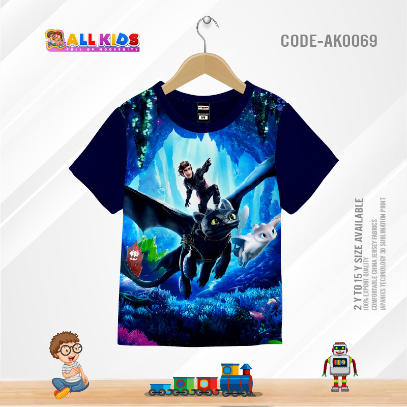 DRAGON KIDS 3D T-SHIRT HALF SLEEVE (SUBLIMATION PRINT)-AK0069