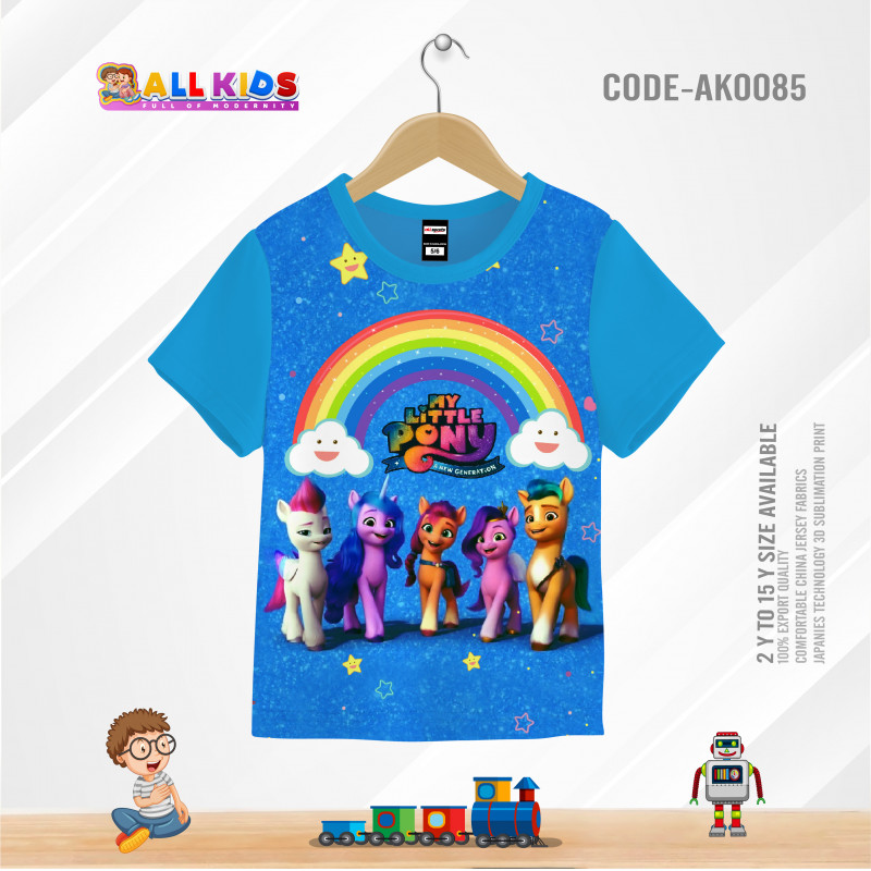 THE LITTLE PONY BLUE KIDS 3D T-SHIRT HALF SLEEVE-AK0085