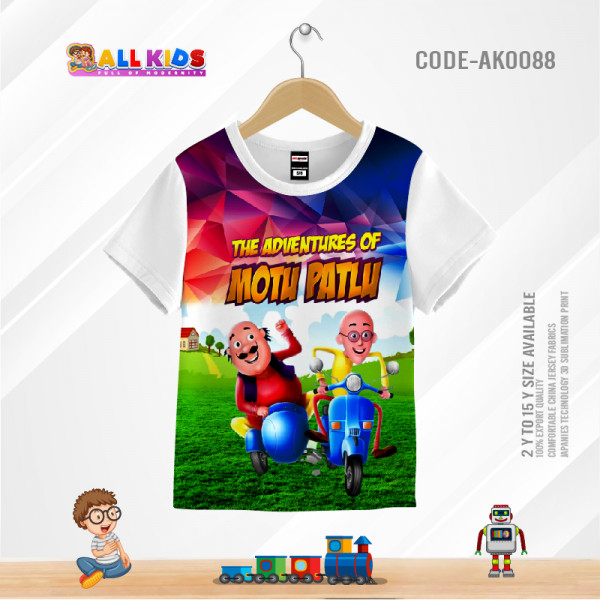 MOTU PATLU NEW KIDS 3D T-SHIRT HALF SLEEVE (SUBLIMATION PRINT)-AK0088